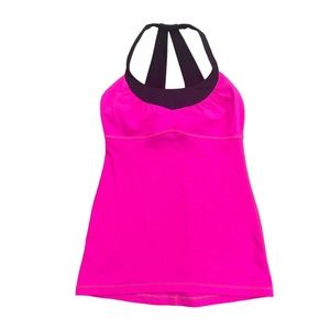 Lululemon Scoop Me Up Tank II Size 4 Raspberry Glo Light/Black Yoga